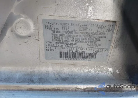 2013 Nissan Versa 1.6 Sv z USA, uszkodzony, nr VIN 3N1CN7AP6DL886405